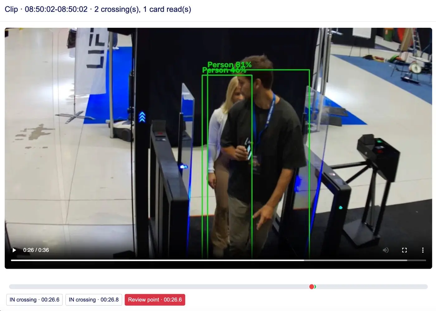 Gatech adgangsporter og adgangskontroll – kladd Gatech Anti-Snik Kamera registrerer to personer ved adgangsport